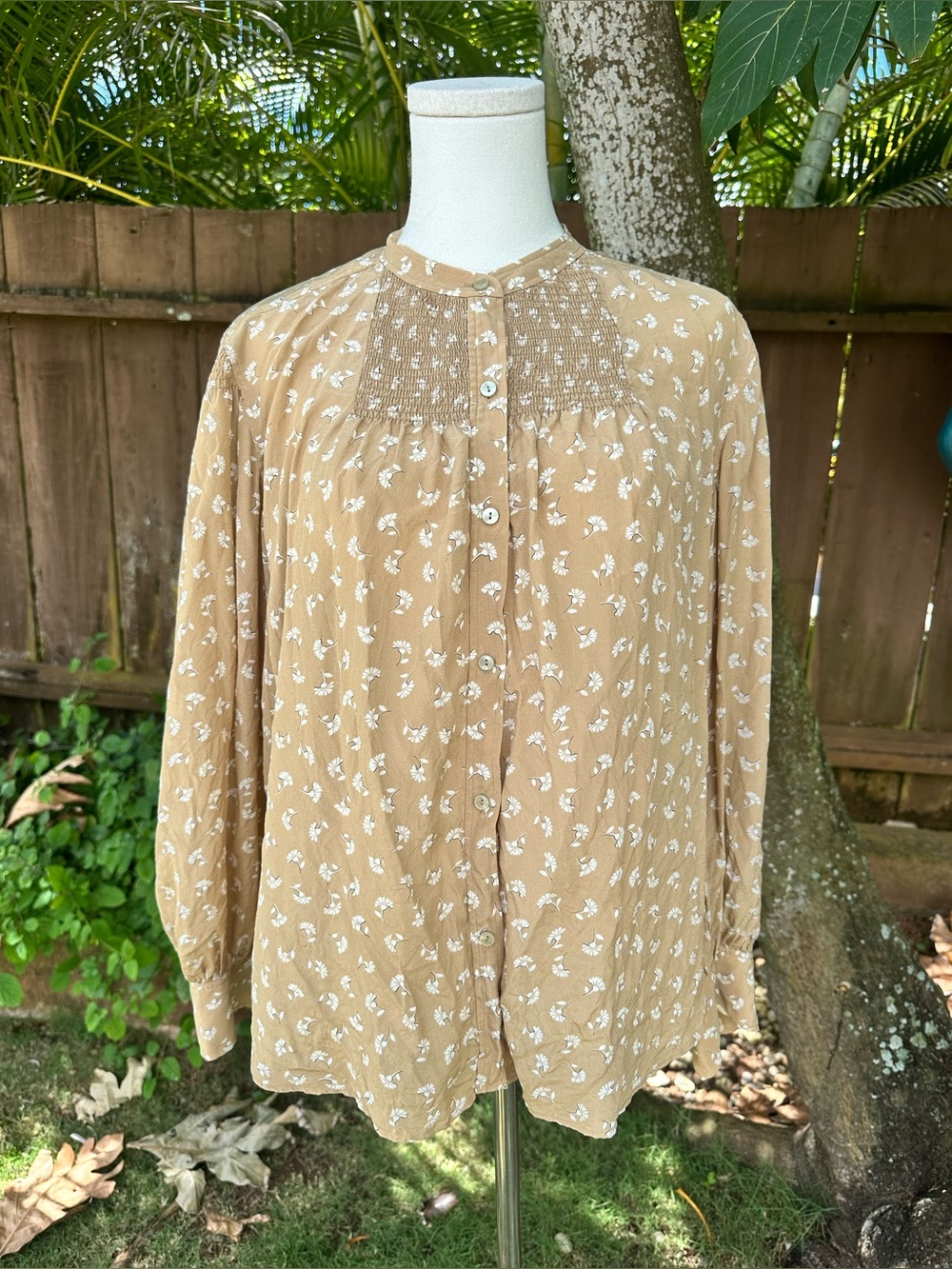 Rebecca Taylor Boho Flowy Long Sleeve Silk Blouse Size M